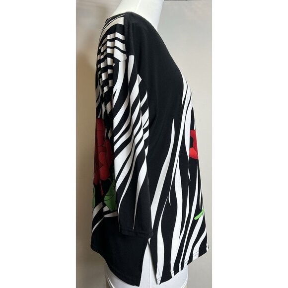 Valencia Rose Blouse 3/4 Sleeve  Women’s Size XL Bling pullover - Picture 3 of 9